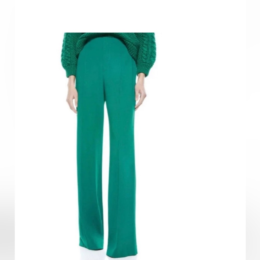 Paige size 2 emerald green 100% silk wide leg dress pants